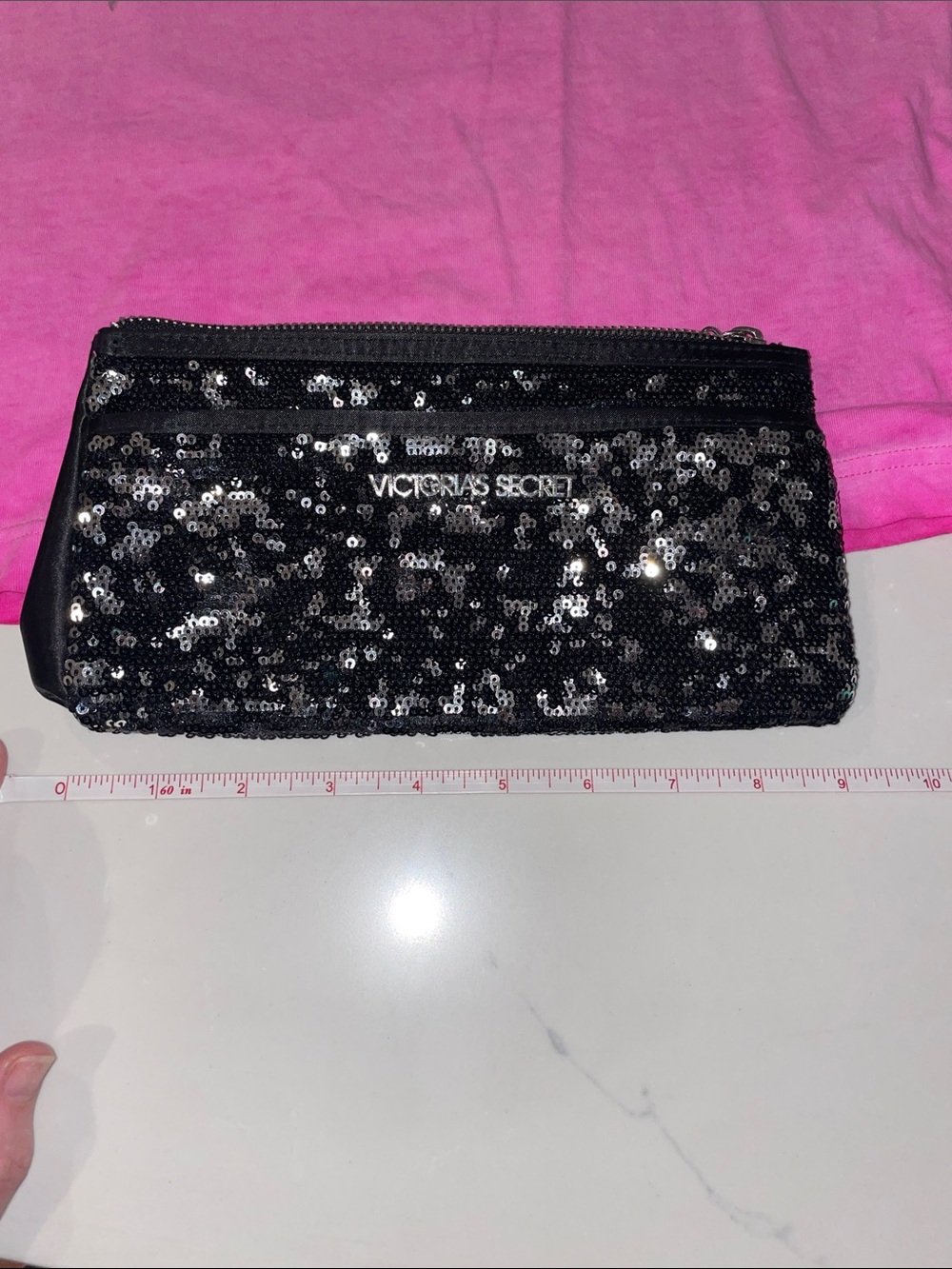 PINK Victoria’s Secret Black YOGA Leggings, sequin Y2K Top and purse - Picture 14 of 16